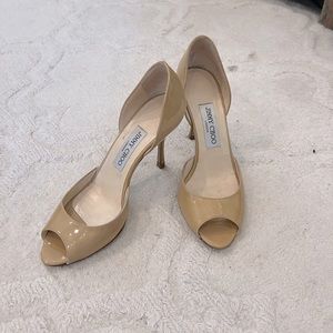 Jimmy Choo nude peep toe heels